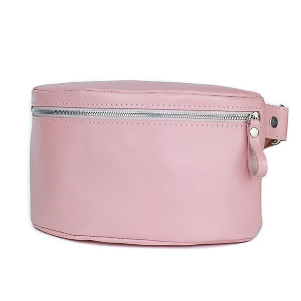 Женская кожаная поясная сумка розовая гладкая TW-BeltBag-pink-ksr фото