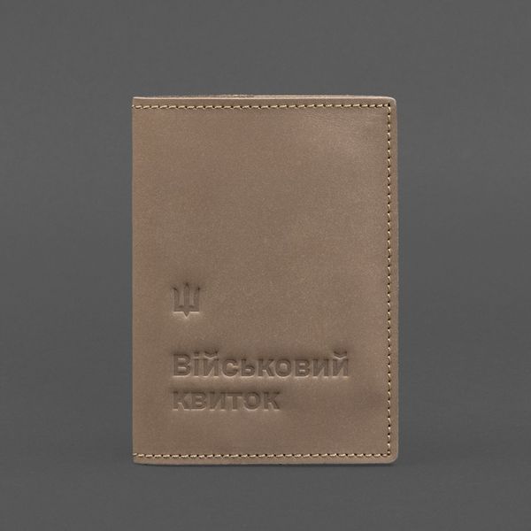 Шкіряна обкладинка для військового квитка 7.3 світло-бежева Crazy Horse BN-OP-7-3-beige-kr фото