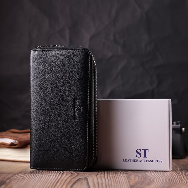 Мужской клатч на два отделение из натуральной кожи ST Leather 22531 Чёрный 22531 фото