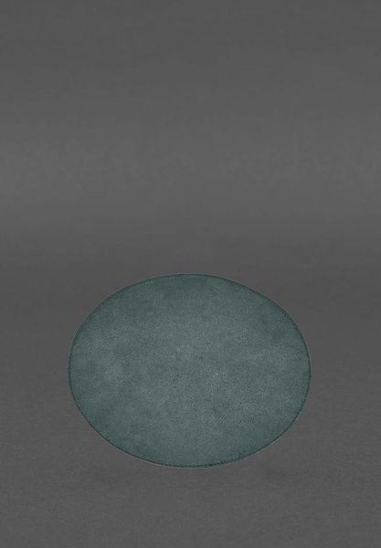 Круглый коврик для мышки из натуральной кожи зеленый краст BN-MP1-malachite фото