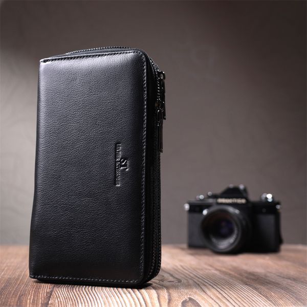Мужской клатч на два отделение из натуральной кожи ST Leather 22700 Чёрный 22700 фото