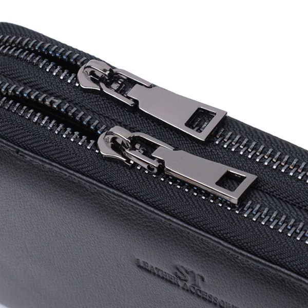 Мужской клатч на два отделение из натуральной кожи ST Leather 22700 Чёрный 22700 фото