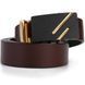 Ремень мужской из золотистою пряжкой и чёрной вставкой Vintage 20324 Коричневый 20324 фото 6