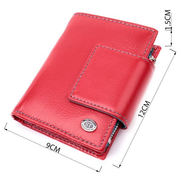 Яскравий шкіряний гаманець для жінок з монетницею ST Leather 19448 Червоний 19448 фото