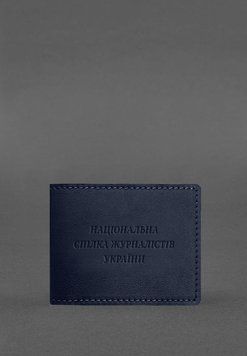 Шкіряна обкладинка для посвідчення журналіста темно-синя BN-OP-18-navy-blue фото