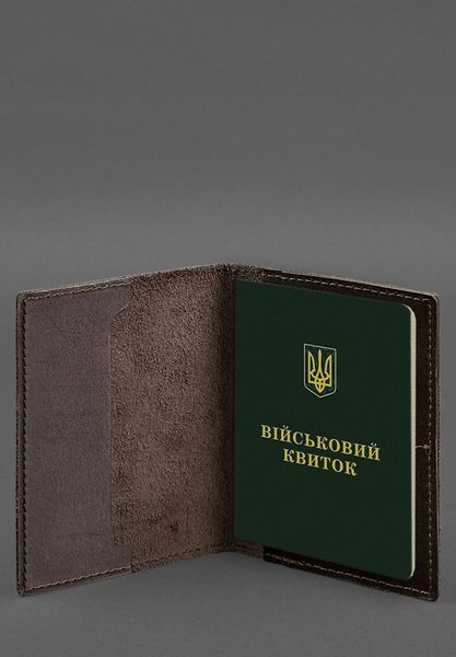 Кожаная обложка для военного билета с карманами 7.2 темно-коричневая BN-OP-7-2-choko фото