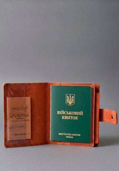 Обкладинка-портмоне для військового квитка та посвідчення УБД світло-коричнева Crazy Horse BN-OP-37-k-kr фото