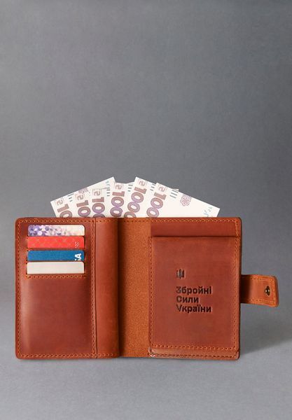 Обкладинка-портмоне для військового квитка та посвідчення УБД світло-коричнева Crazy Horse BN-OP-37-k-kr фото