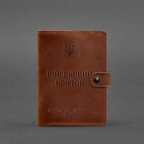 Кожаная обложка-портмоне для военного билета 15.0 светло-коричневая Crazy Horse BN-OP-15-k-kr фото
