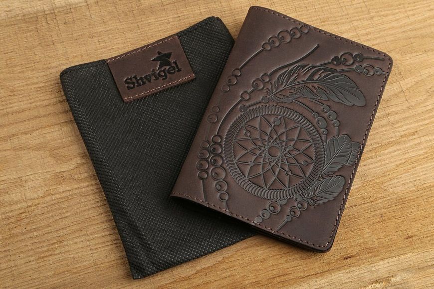 Обложка на паснорт SHVIGEL 13793 из винтажной кожи Коричневая 13793 фото
